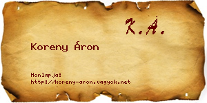 Koreny Áron névjegykártya